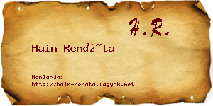 Hain Renáta névjegykártya